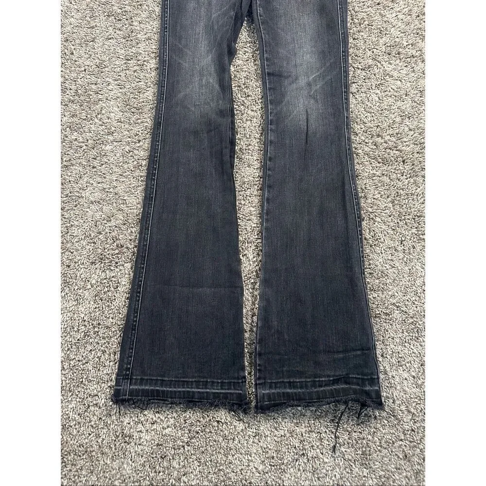 Flying Monkey High Rise Boot Stretch Jean Black Gray Wash Denim Flare Bootcut 23